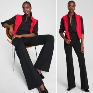 Spanx PerfectFit Ponte Flare Pants Black Small Petite High Rise Dressy Work